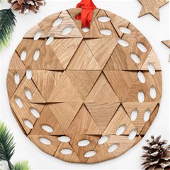 Wooden Triangles Texture, Wooden Wooden Round Filigree Ornament (two Sides)