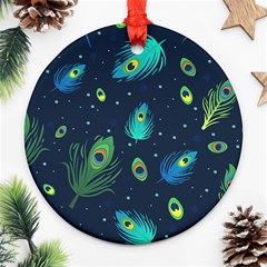 Feather, Bird, Pattern, Round Ornament (two Sides)