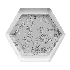 Blue Vintage Background, Blue Roses Patterns Hexagon Wood Jewelry Box