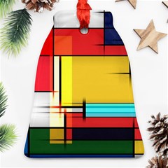 Multicolored Retro Abstraction, Lines Retro Background, Multicolored Mosaic Bell Ornament (two Sides)