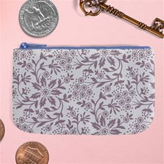 Retro Floral Texture, Beige Floral Retro Background, Vintage Texture Large Coin Purse