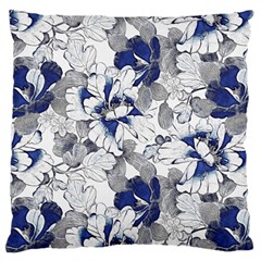 Retro Texture With Blue Flowers, Floral Retro Background, Floral Vintage Texture, White Background W Large Cushion Case (two Sides)