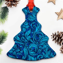 Blue Floral Pattern Texture, Floral Ornaments Texture Ornament (christmas Tree) 