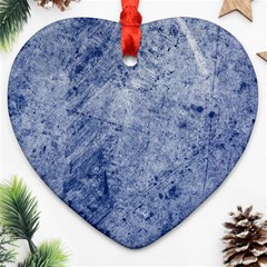 Blue Grunge Texture, Wall Texture, Blue Retro Background Heart Ornament (two Sides)