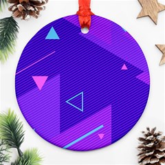 Purple Geometric Abstraction, Purple Neon Background Round Ornament (two Sides)