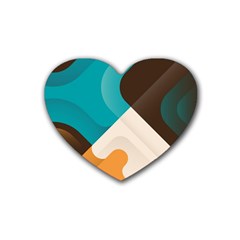 Retro Colored Abstraction Background, Creative Retro Rubber Coaster (heart)