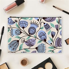 Retro Texture With Birds Cosmetic Bag (large)