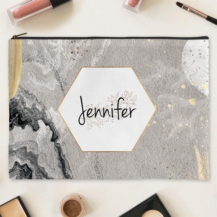 Personalized Floral Initial Name Cosmetic Bag Cosmetic Bag (XXXL)
