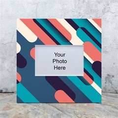 Blue Geometric Background, Abstract Lines Background White Box Photo Frame 4  X 6 