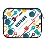 Key Pattern Personalised Name Apple iPad Zipper Case Front