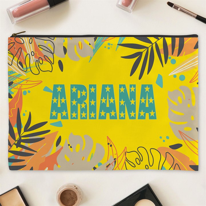 Personalized Summer Tropical Name Cosmetic Bag Cosmetic Bag (XXXL)