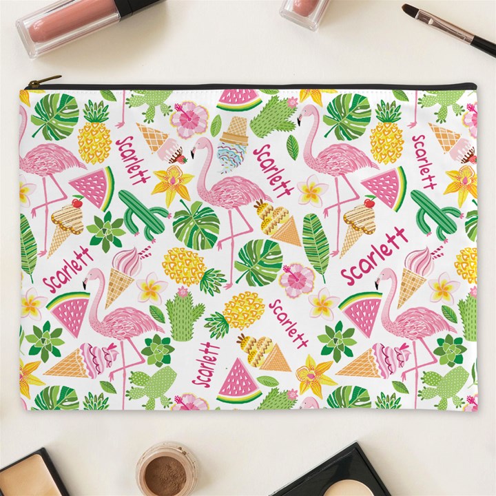 Personalized Summer Tropical Name Cosmetic Bag Cosmetic Bag (XXXL)