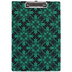 Green Damask Pattern Vintage Floral Pattern, Green Vintage A4 Acrylic Clipboard