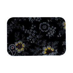 Black Background With Gray Flowers, Floral Black Texture Open Lid Metal Box (silver)  