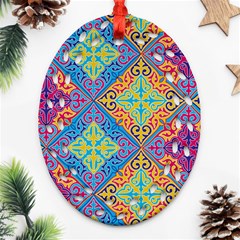 Colorful Floral Ornament, Floral Patterns Ornament (oval Filigree)