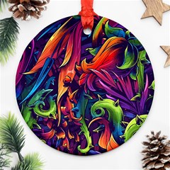 Colorful Floral Patterns, Abstract Floral Background Round Ornament (two Sides)