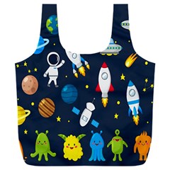 Big Set Cute Astronauts Space Planets Stars Aliens Rockets Ufo Constellations Satellite Moon Rover Full Print Recycle Bag (xxxl)