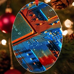 Gray Circuit Board Electronics Electronic Components Microprocessor Uv Print Acrylic Ornament Oval