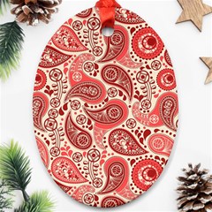 Paisley Red Ornament Texture Ornament (oval)