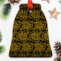 Yellow Floral Pattern Floral Greek Ornaments Bell Ornament (two Sides)