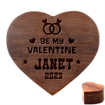 Personalized Be My Valentine Name Heart Wood Jewelry Box Heart Wood Jewelry Box Front