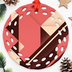 Retro Abstract Background, Brown-pink Geometric Background Ornament (round Filigree)