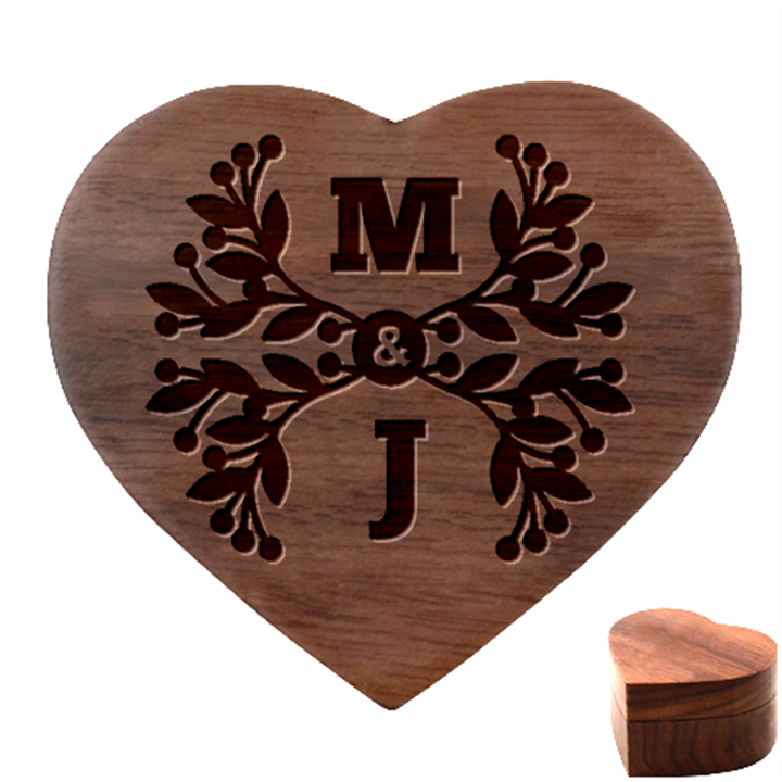 Personalized Couple Initial Heart Wood Jewelry Box Heart Wood Jewelry Box