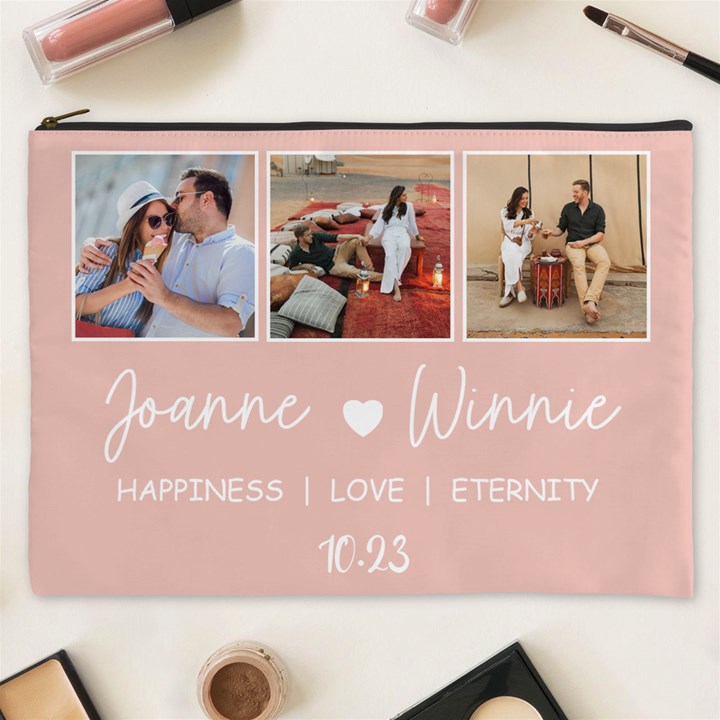 Personalized Couple Photo Names Cosmetic Bag Cosmetic Bag (XXXL)