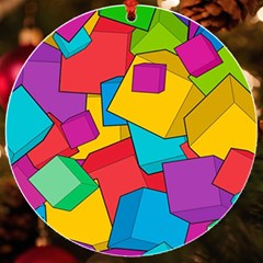 Abstract Cube Colorful  3d Square Pattern Uv Print Acrylic Ornament Round