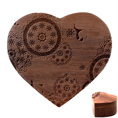 Floral Pattern Abstract Colorful Flow Oriental Spring Summer Heart Wood Jewelry Box