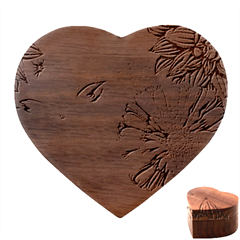 Violet Floral Pattern Heart Wood Jewelry Box