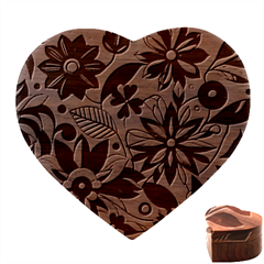Flora Pattern Flower Heart Wood Jewelry Box