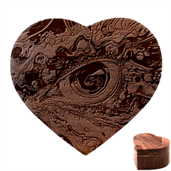 Human Eye Pattern Heart Wood Jewelry Box