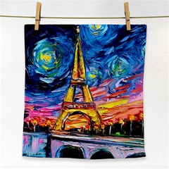 Eiffel Tower Starry Night Print Van Gogh Face Towel