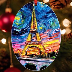 Eiffel Tower Starry Night Print Van Gogh Uv Print Acrylic Ornament Oval