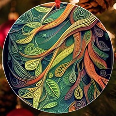 Outdoors Night Setting Scene Forest Woods Light Moonlight Nature Wilderness Leaves Branches Abstract Uv Print Acrylic Ornament Round