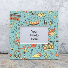 Seamless Pattern Musical Instruments Notes Headphones Player White Box Photo Frame 4  X 6 