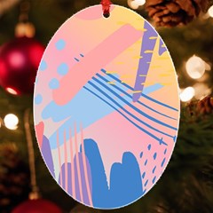 Abstract Lines Dots Pattern Purple Pink Blue Uv Print Acrylic Ornament Oval