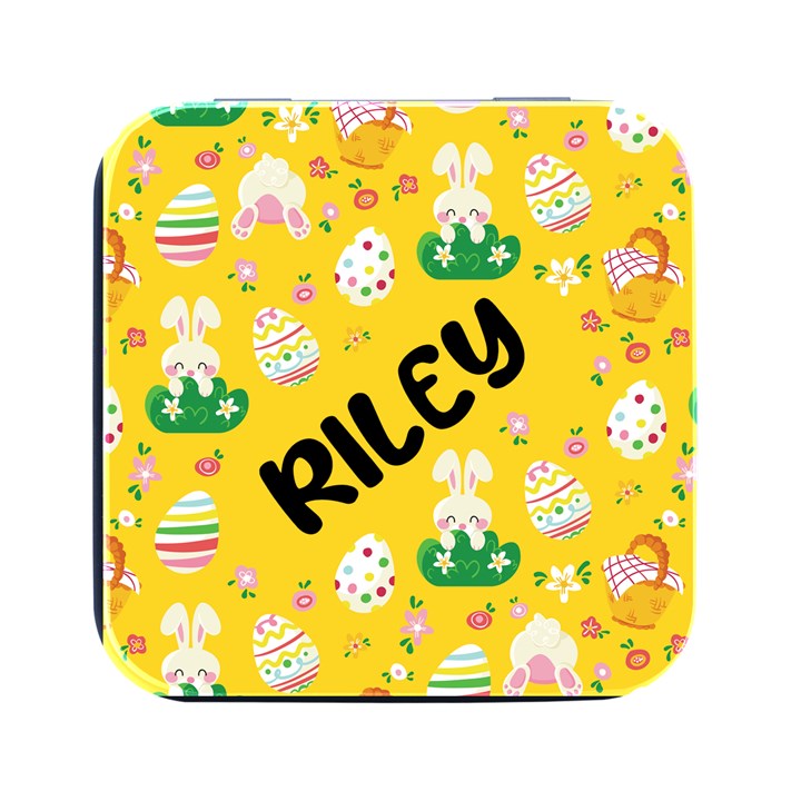 Personalized Easter Name Square Metal Box Square Metal Box (Black)