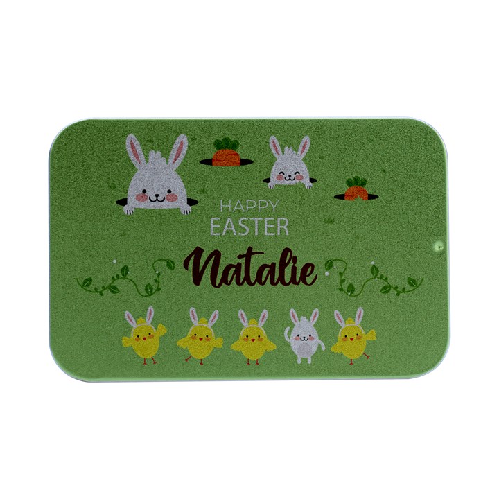 Personalized Easter Name Open Lip Metal Box Open Lid Metal Box (Silver)  