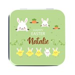 Personalized Easter Name Square Metal Box Square Metal Box (Black) Front