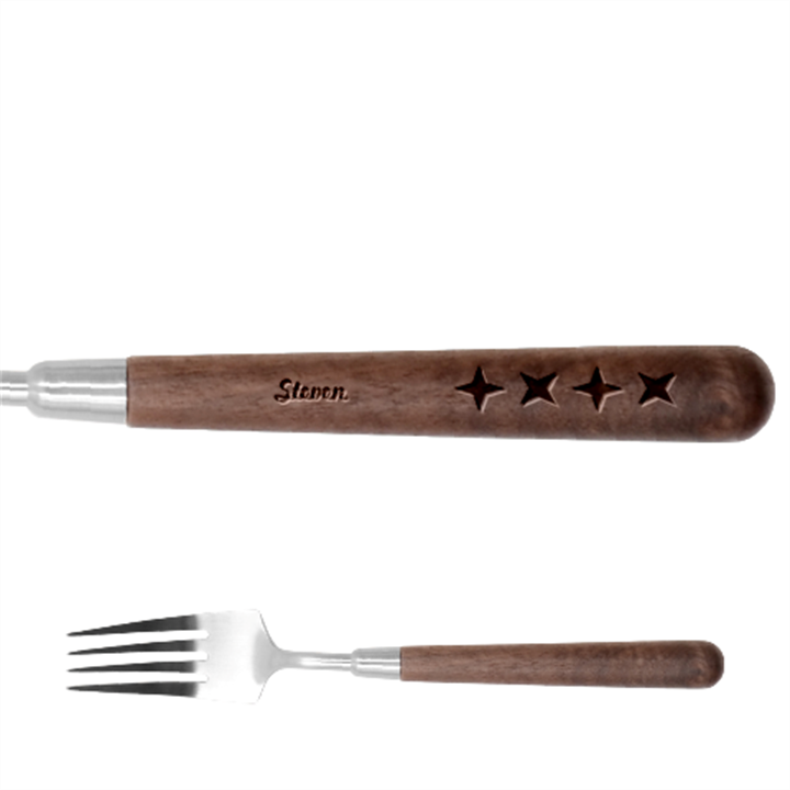 Personalized Star Shine Name Stainless Steel Fork with wooden Handle Stainless Steel Fork With Wooden Handle