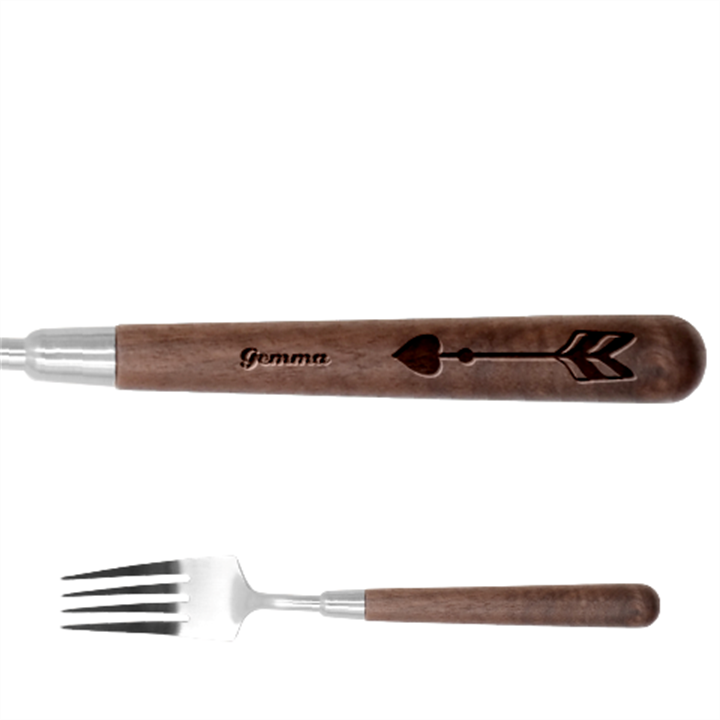 Personalized Heart Arrow Name Stainless Steel Fork with wooden Handle Stainless Steel Fork With Wooden Handle
