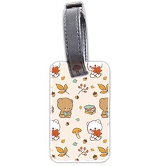 Bear Cartoon Background Pattern Seamless Animal Luggage Tag (two Sides)