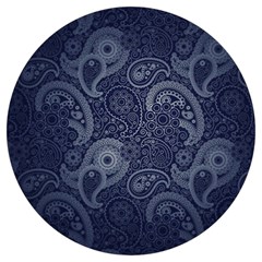 Blue Paisley Texture, Blue Paisley Ornament Round Trivet