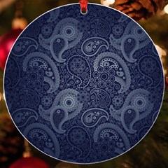 Blue Paisley Texture, Blue Paisley Ornament Uv Print Acrylic Ornament Round