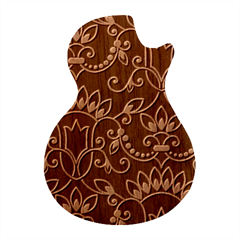 Decorative Ornament Texture, Retro Floral Texture, Vintage Texture, Gray Guitar Shape Wood Guitar Pick Holder Case And Picks Set