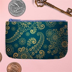 European Pattern, Blue, Desenho, Retro, Style Large Coin Purse