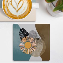 Boho Background Leaves Botanical Ornamental Pattern Seamless Decorative Design Wallpaper Nature Draw Uv Print Square Tile Coaster 