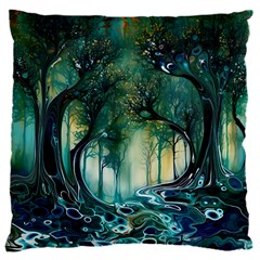 Trees Forest Mystical Forest Background Landscape Nature 16  Baby Flannel Cushion Case (two Sides)